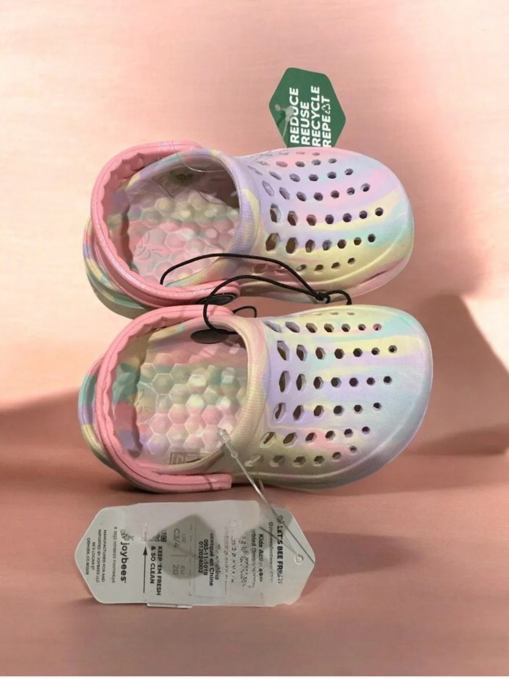 Buy one get one 50% off Kids' Pastel Rainbow Clog Sandals with Pink Strap - Picture 2 of 3